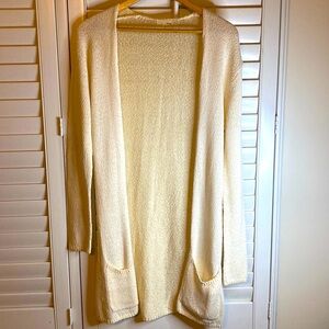 Long Length Beige Knit Sweater Cardigan Women's S
